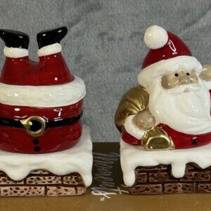 Santa , Coming-to-Town Tealight Holder Pair - NIB